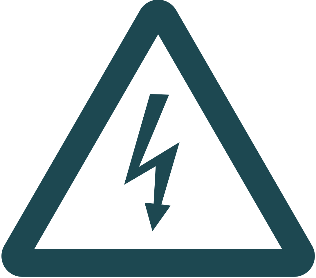 Tecknad symbol av varningsskylt med blixt.